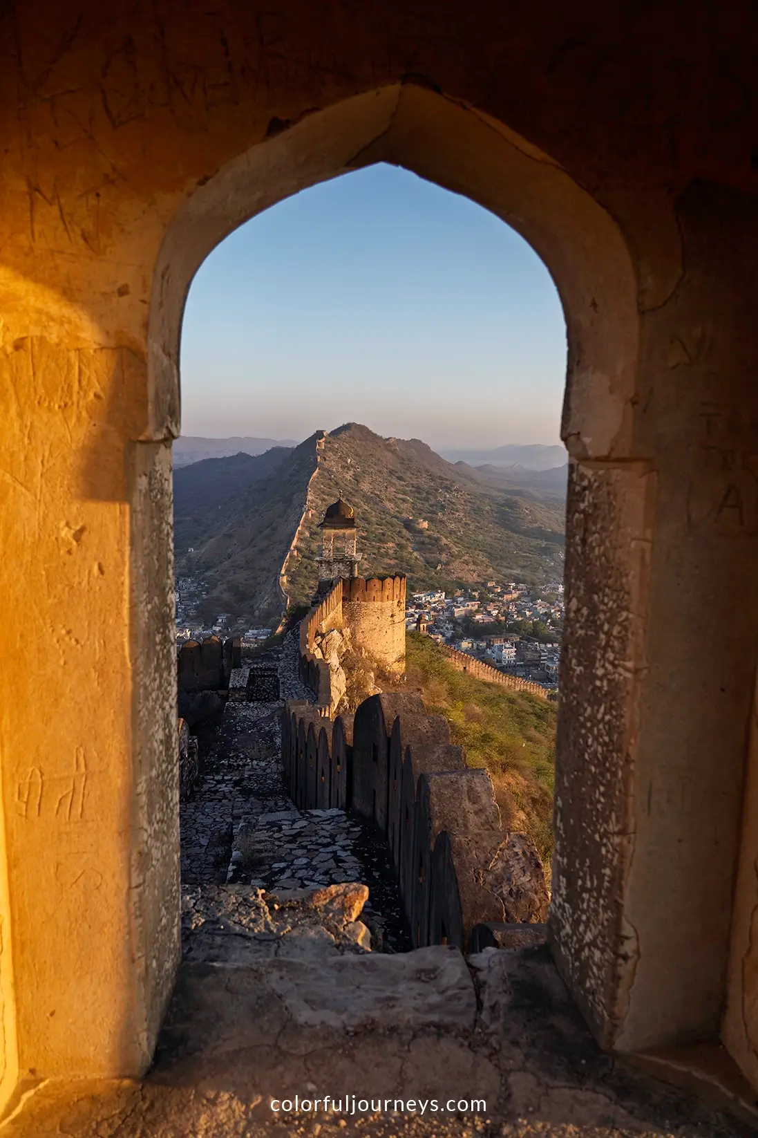 Amer wall in Jaipur, India