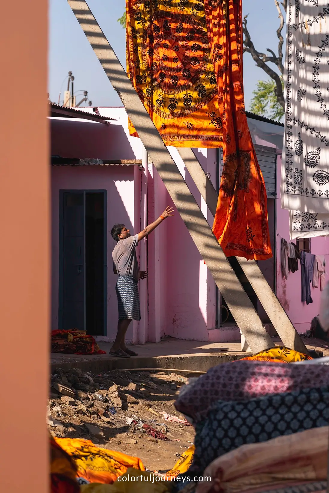 Textile drying in Sanganer, India