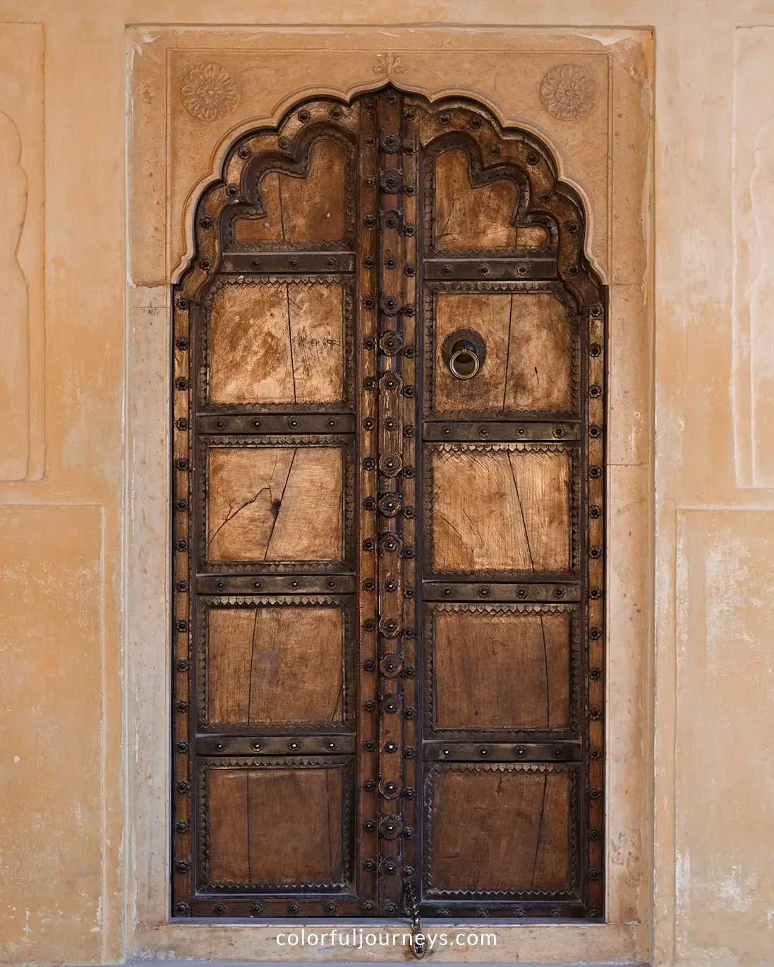 A wooden door in Jaipur, India