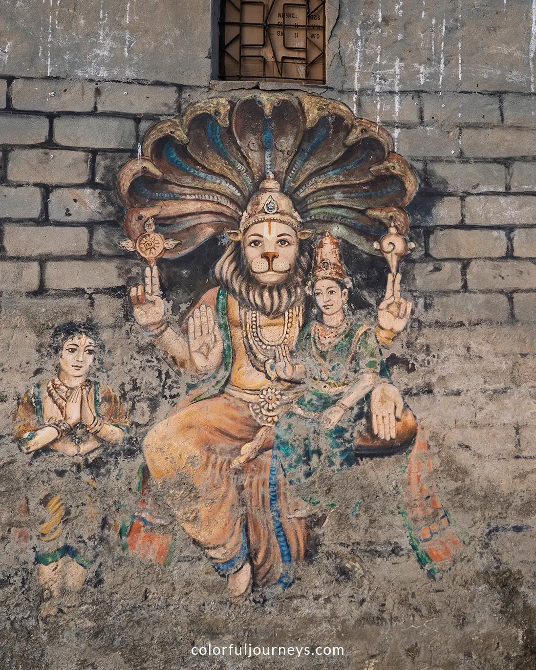 A mural at the Yamuna Ghat in Delhi, India