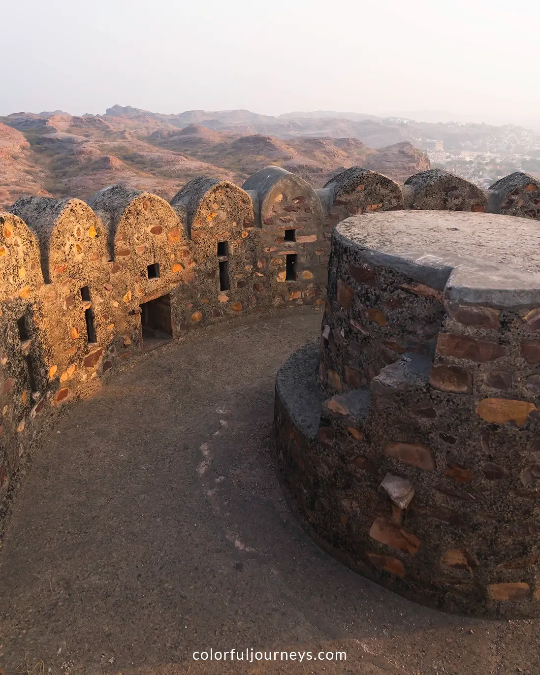 City walls at Rao Jodha Desert Rock Park in Jodhpur, India