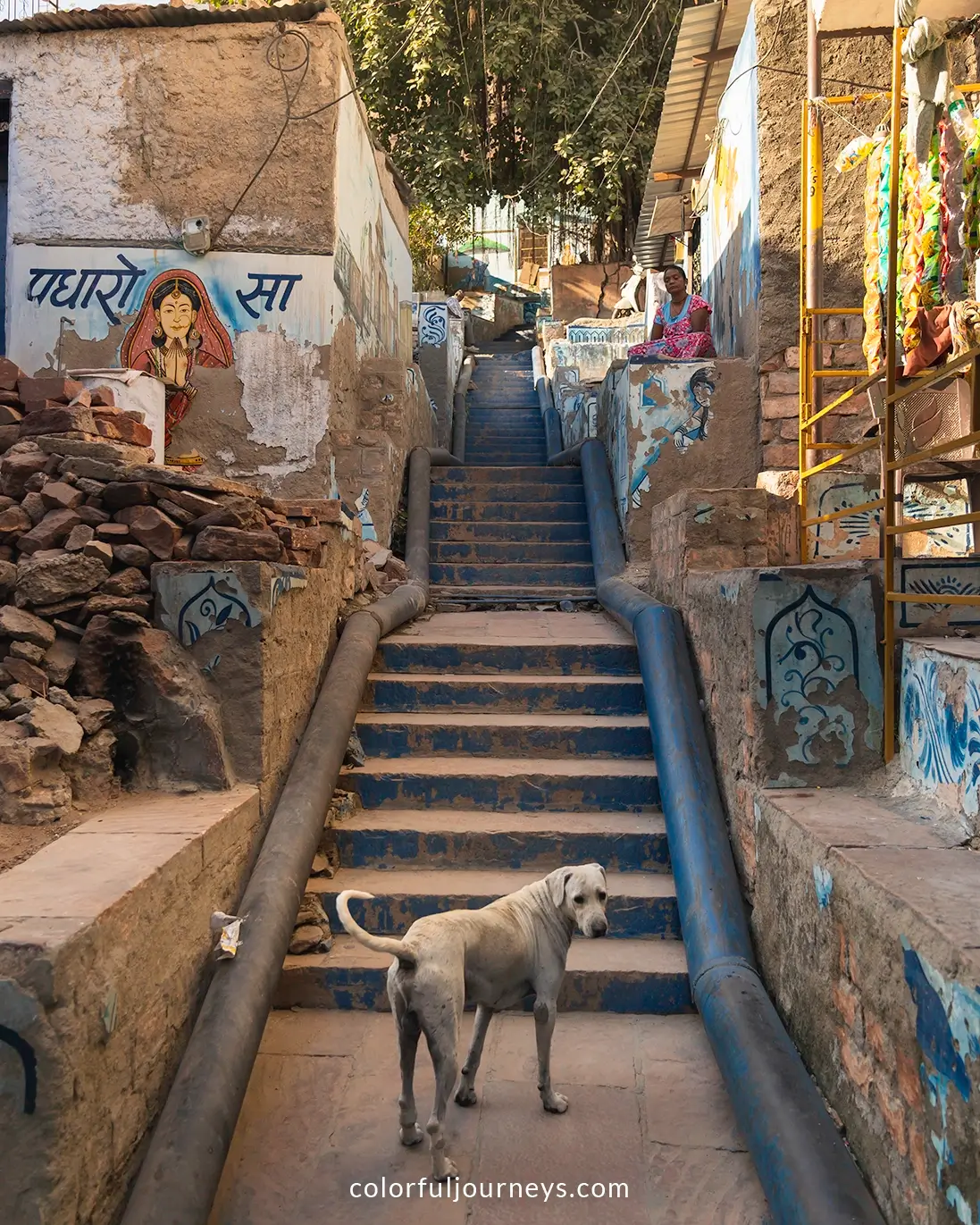 Stairs leading to Pachetia Hill in Jodhpur, India