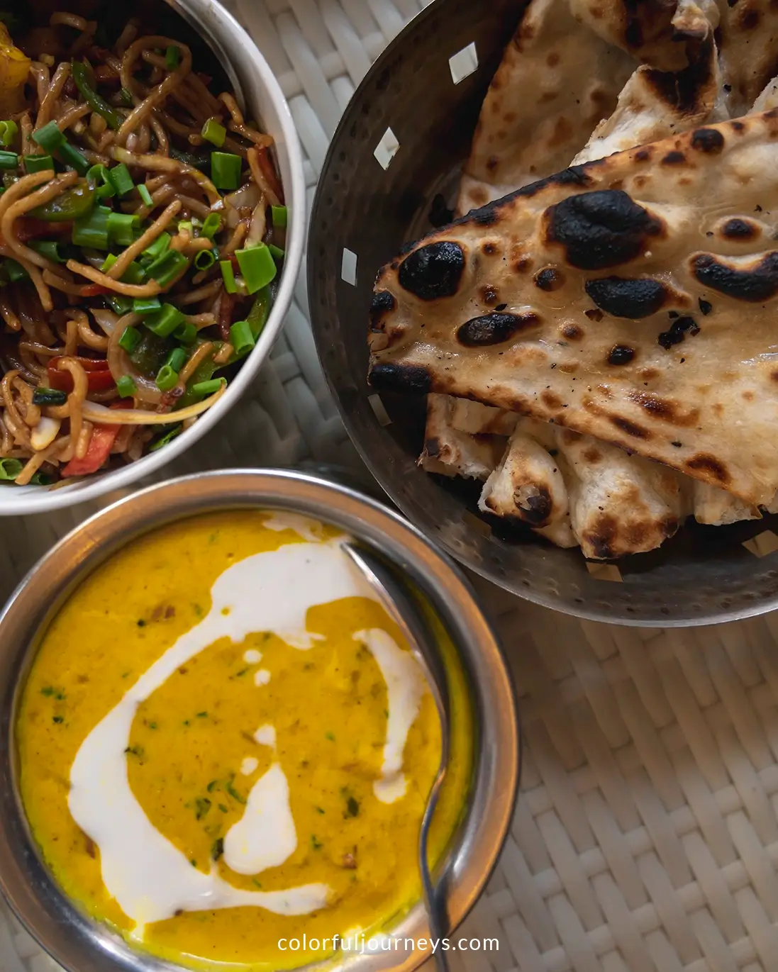 A table with Indian food in Jodhpur, India