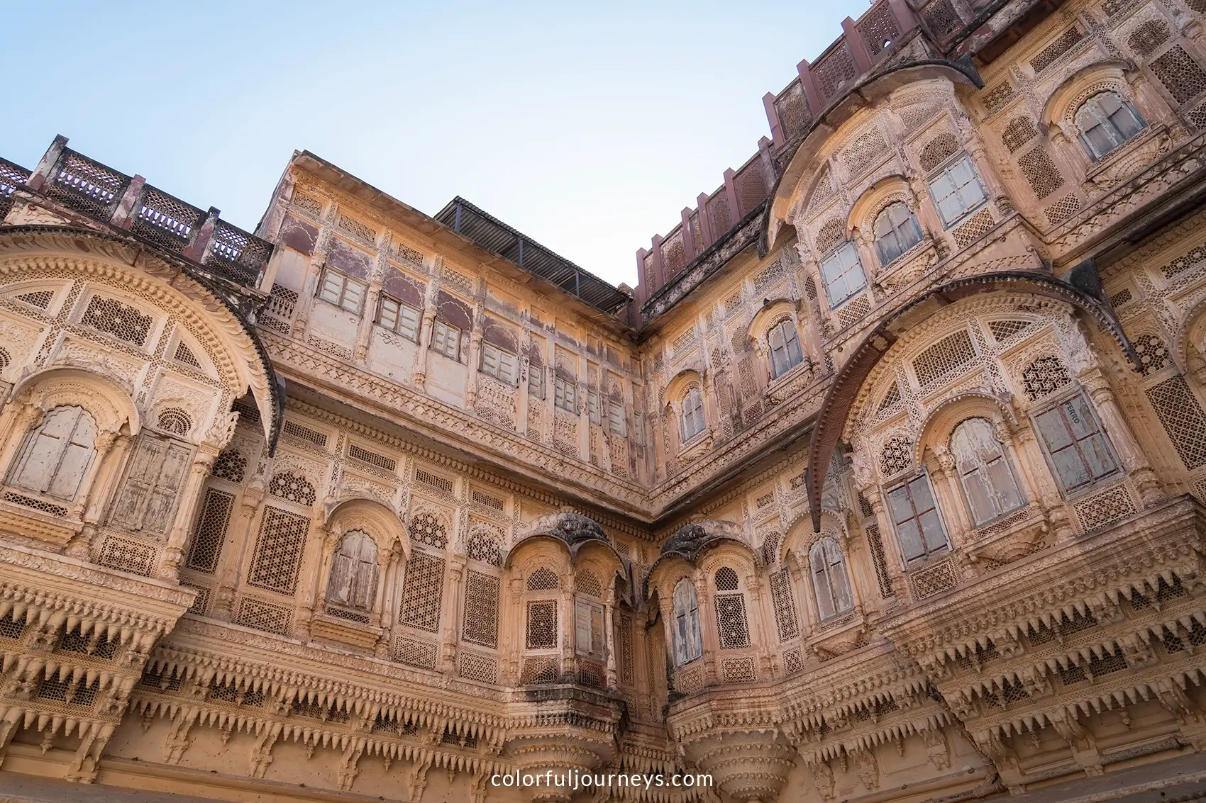 The walls of Mehrangarh Fort in Jodhpur, India