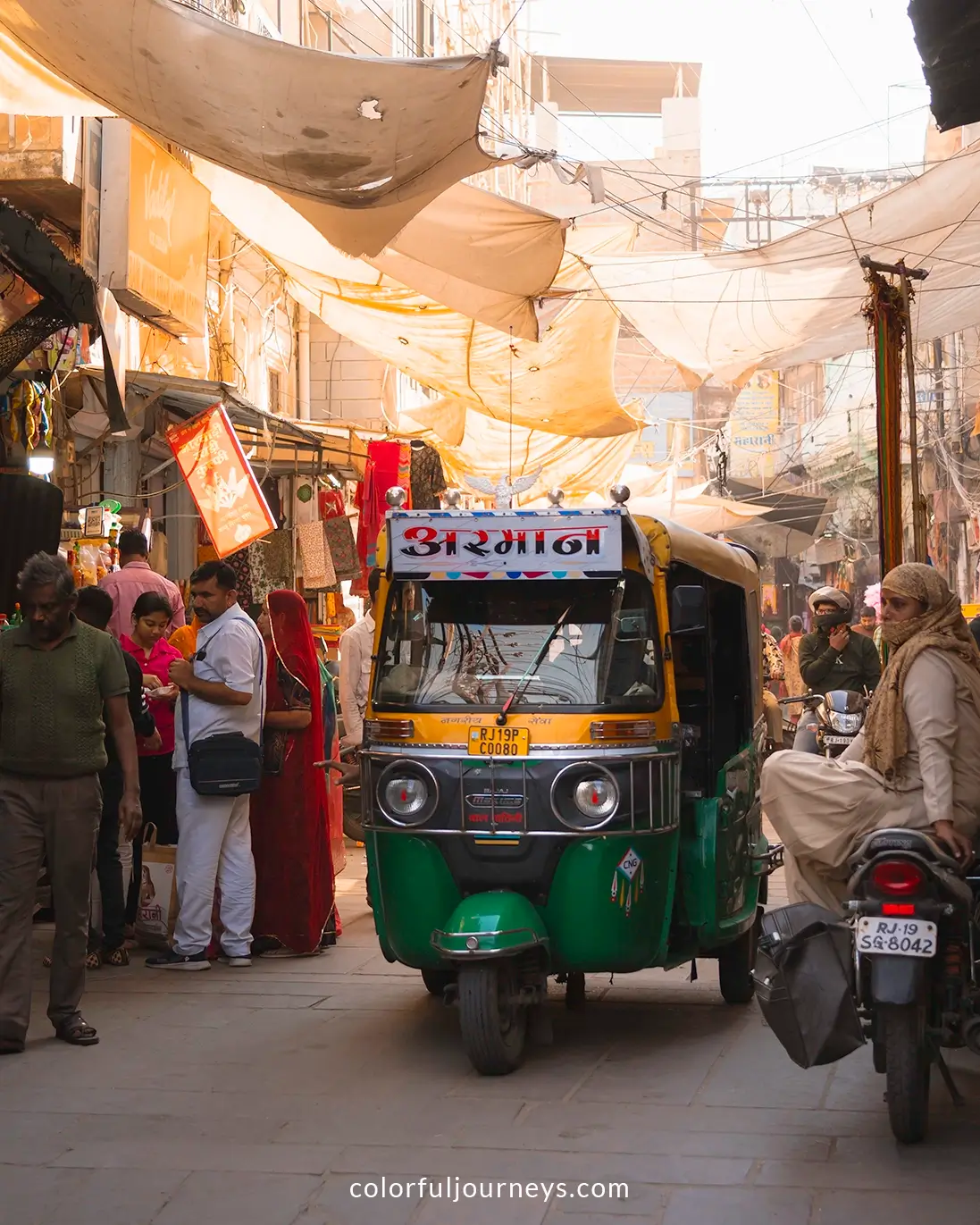 A tuktuk in the busy streets of Jodhpur, India