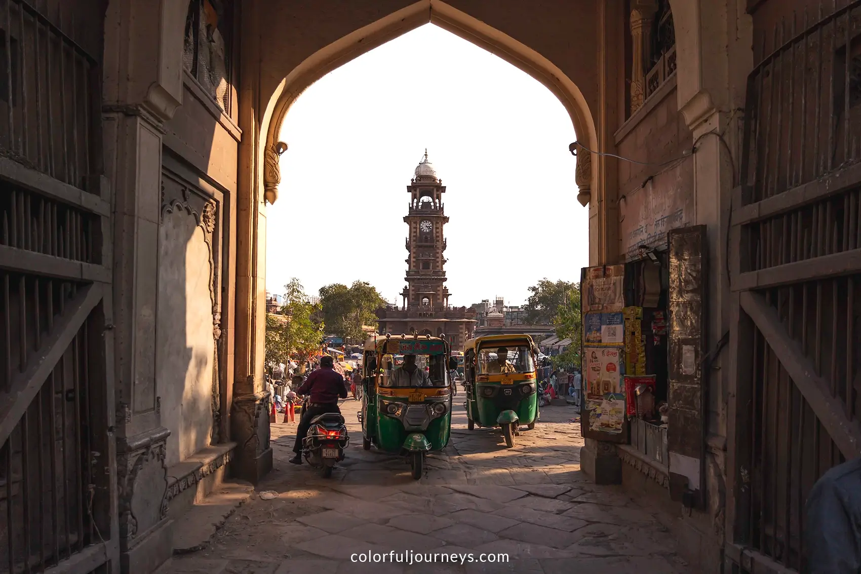 The gate to clocktower market in Jodhpur, India