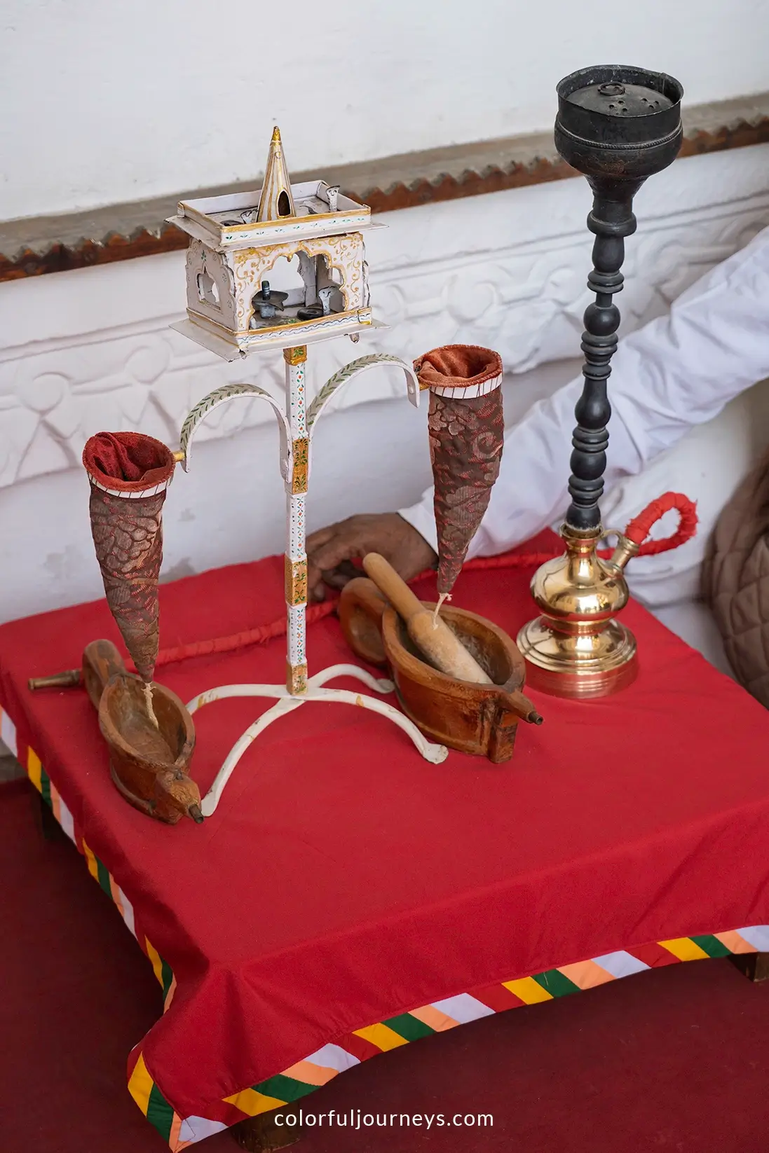 A hookah display at Mehrangarh Fort in Jodhpur, India