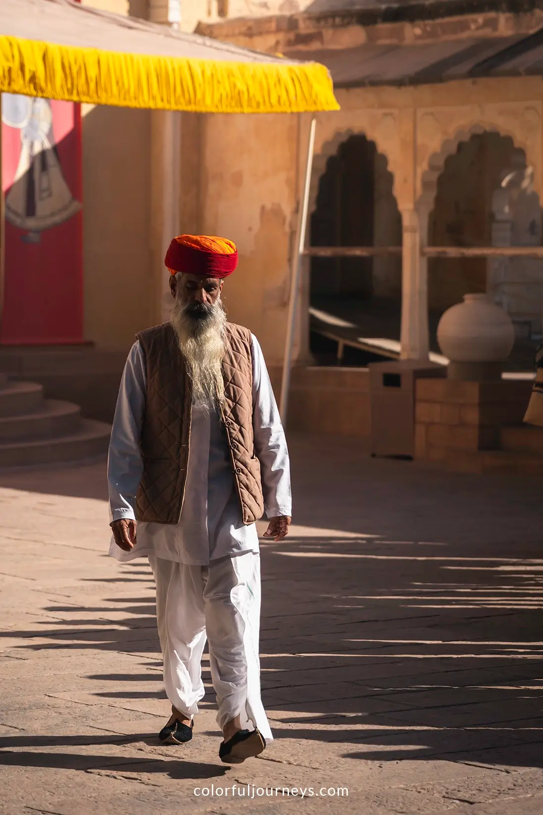 A guard at Mehrangarh Fort in Jodhpur, India