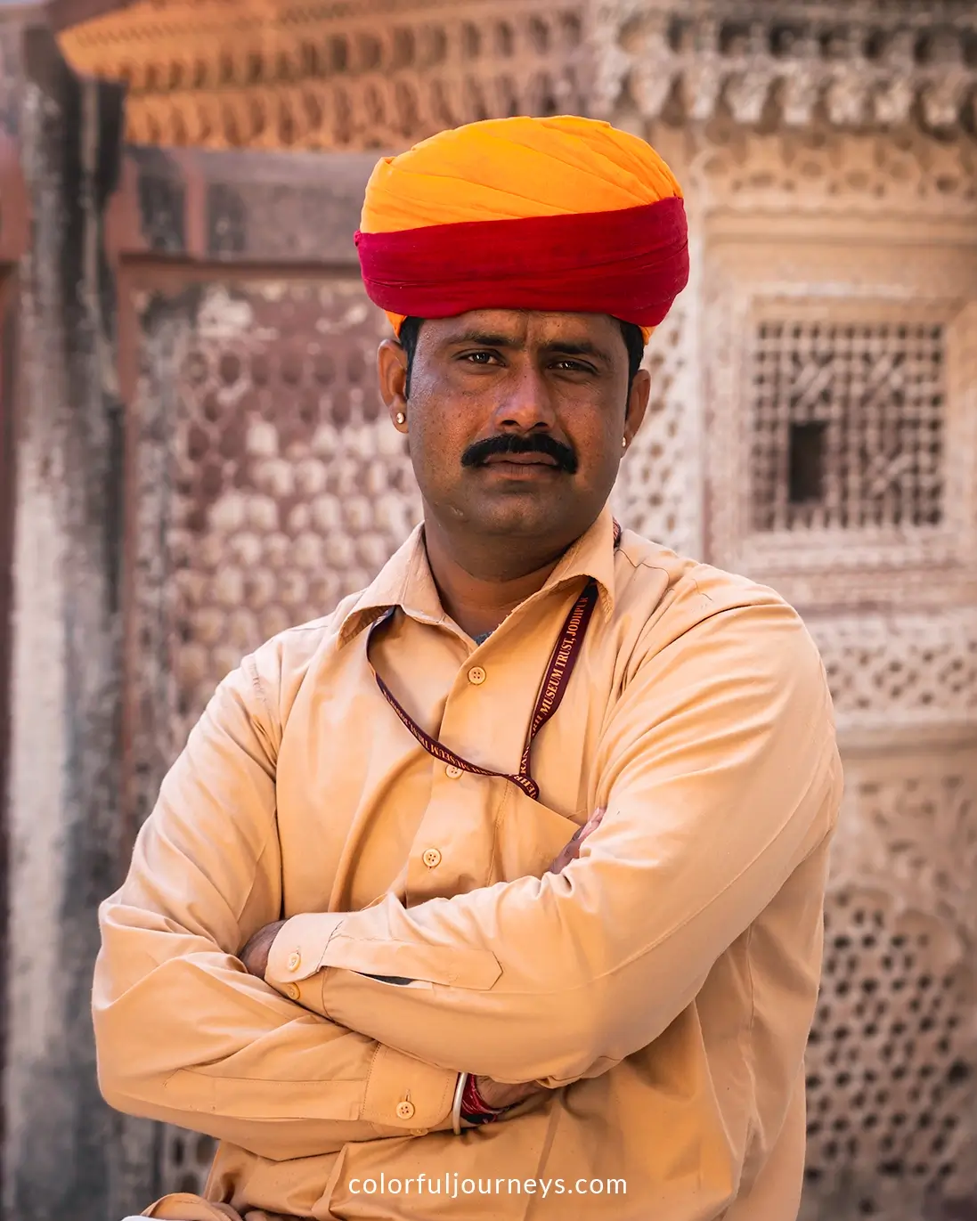 A guard at Mehrangarh Fort in Jodhpur, India