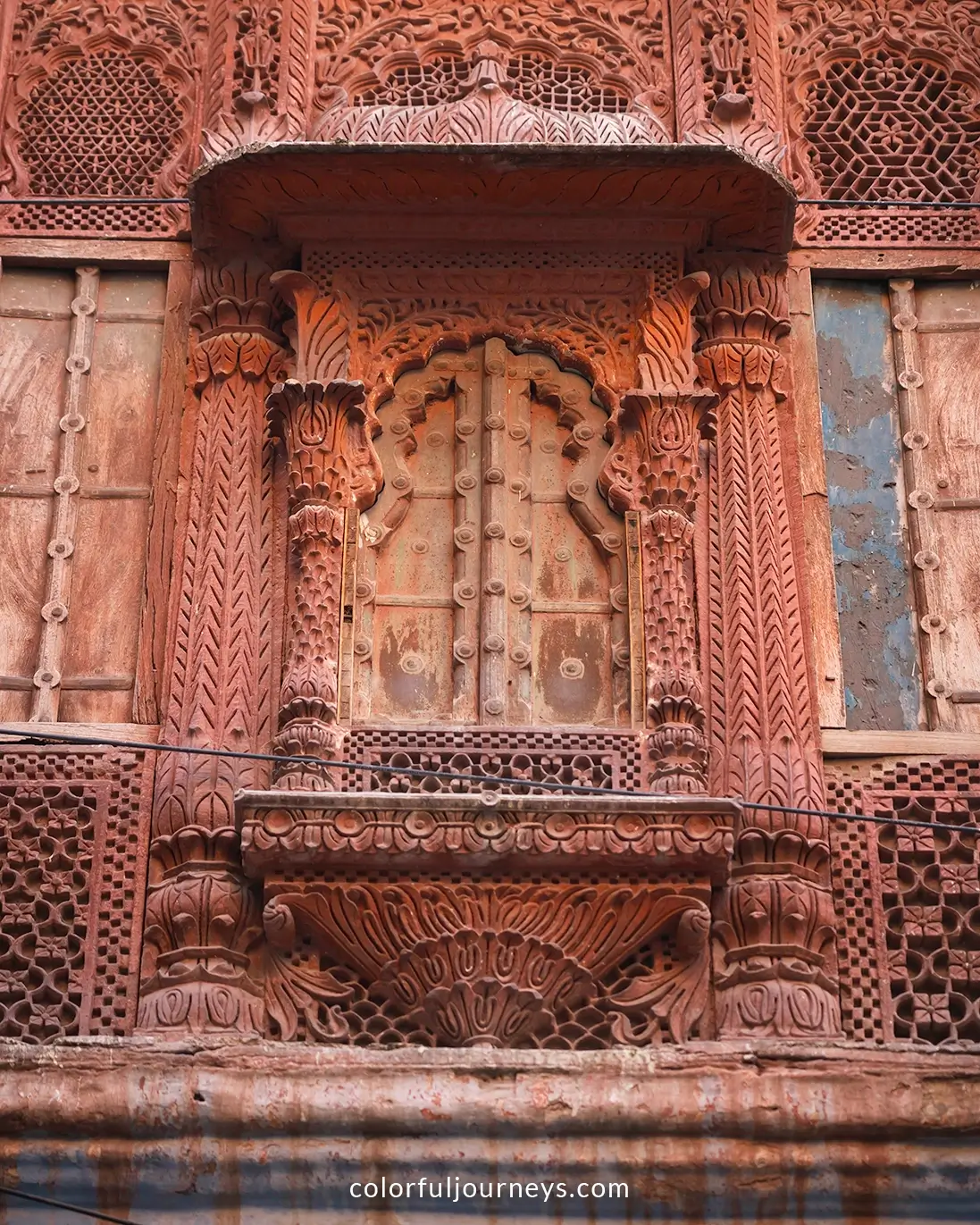 Intricate details of a house in Jodhpur, India