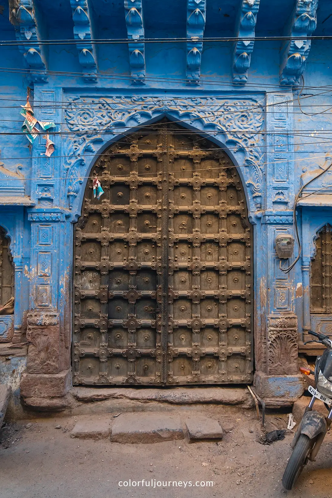 Intricate details of a door in Jodhpur, India