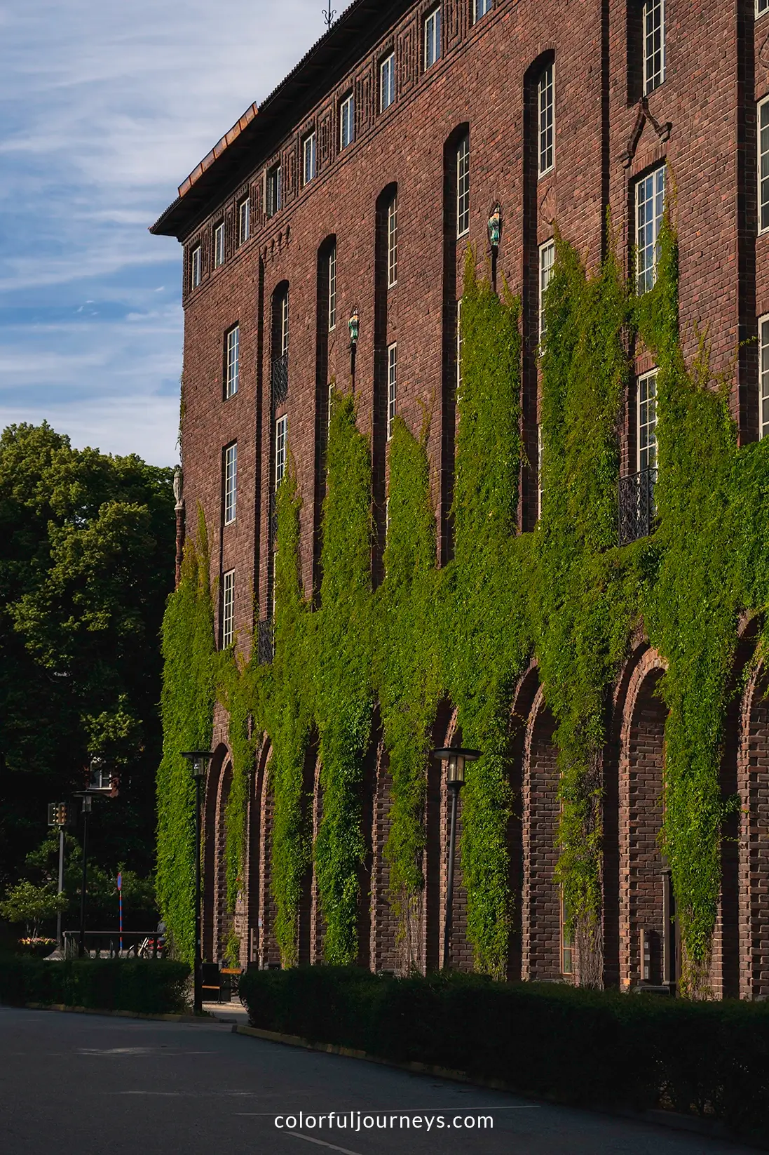 Overgrown walls at the City Hall in Stockholm, Sweden