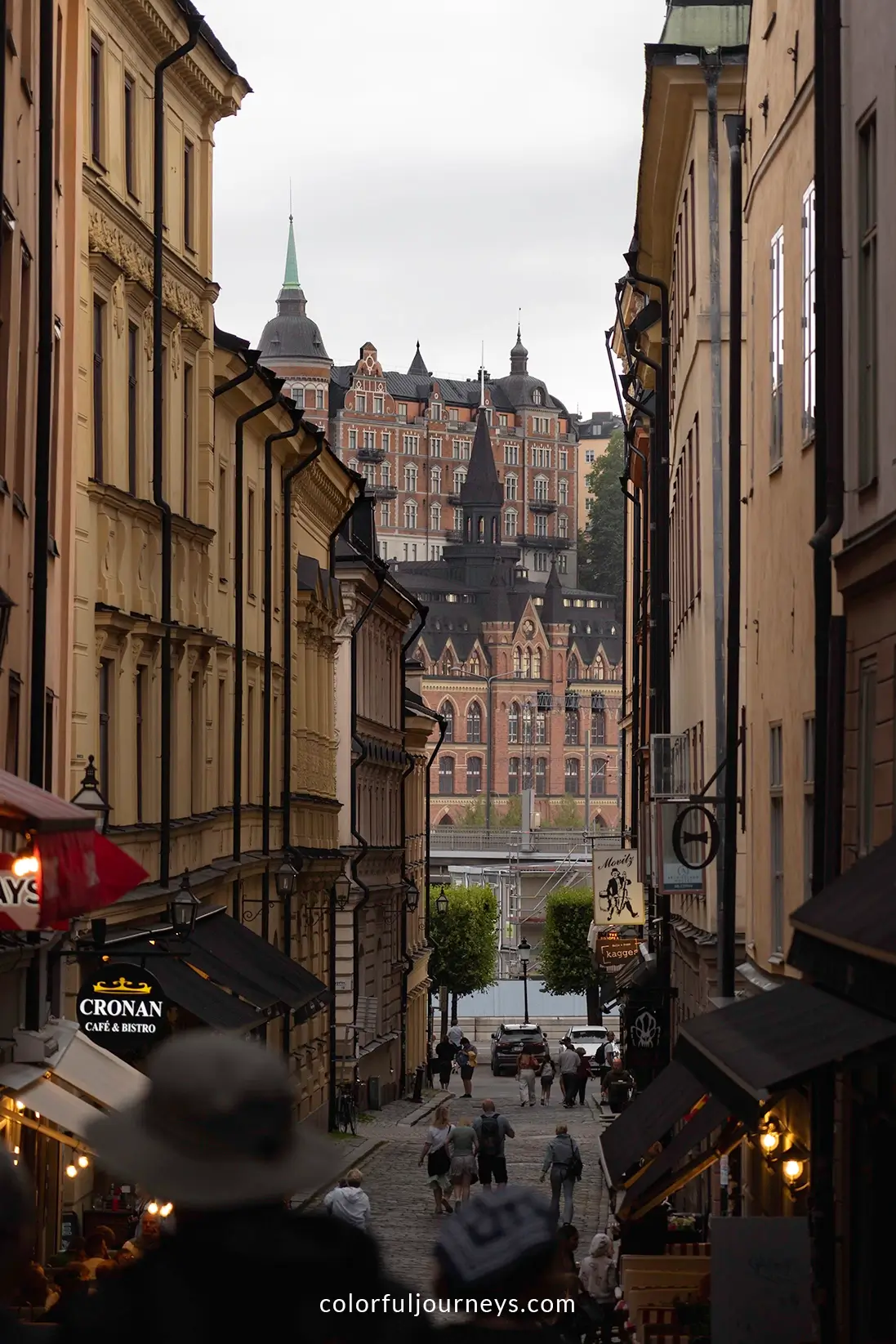 A narrow street in Gamla Stan in Stockholm, Sweden