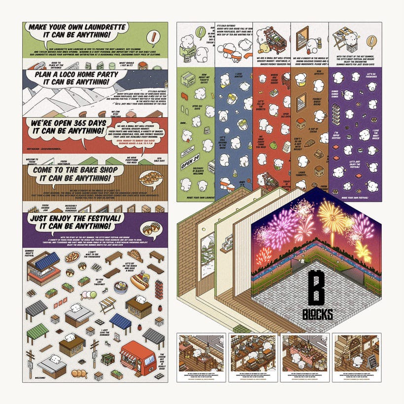 3D cute scenerio DIY set (5x sticker)