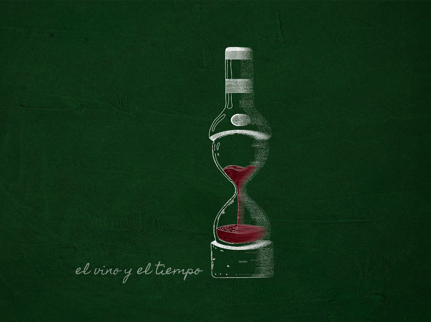 El Vino y El Tiempo — cover art with wine bottle and hourglass on dark green background