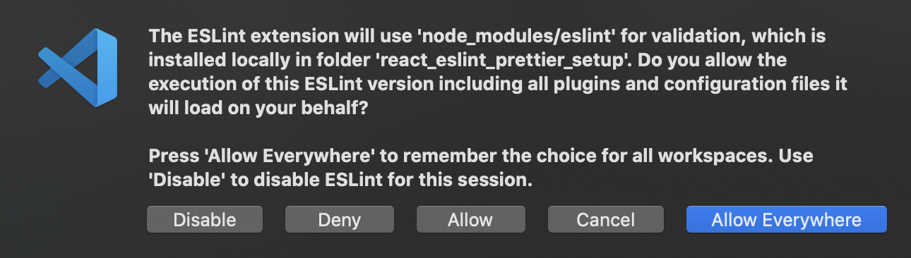 ESLint VSCode allow local config