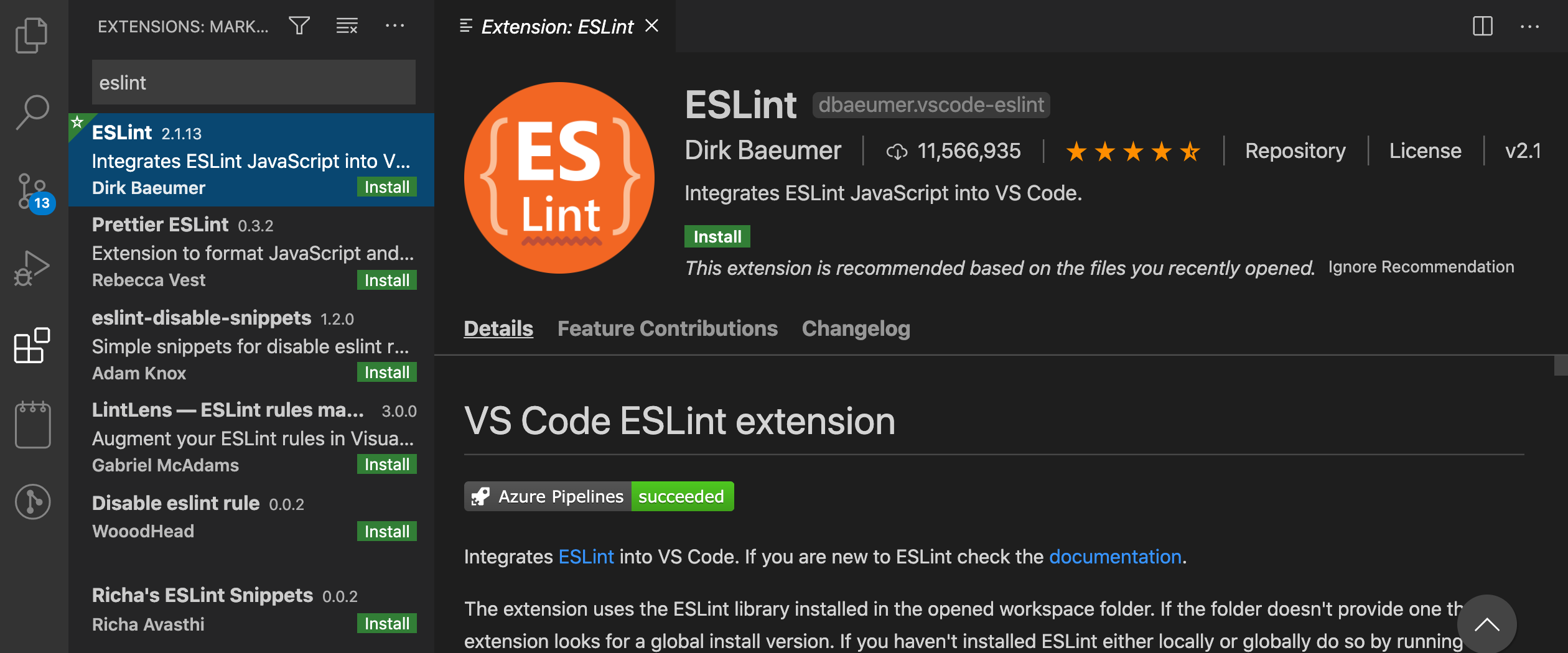 VSCode ESLint extension