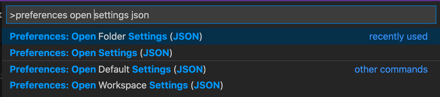 VSCode open folder settings JSON