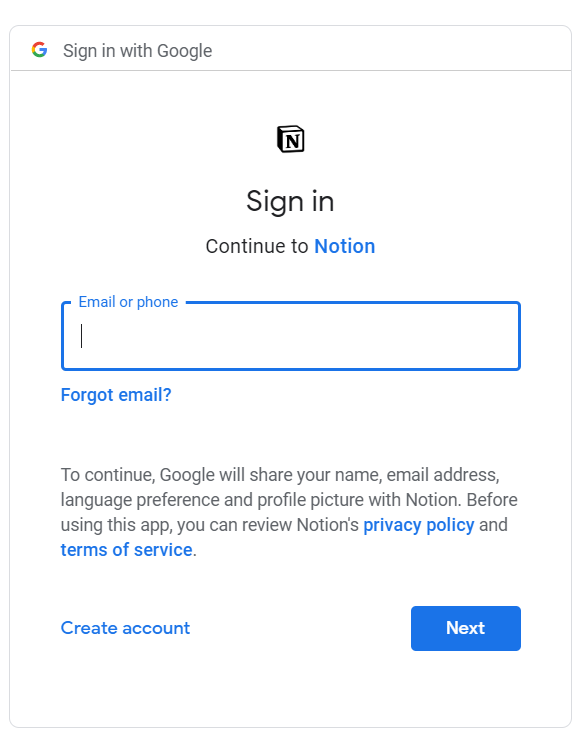 Notion sign-in