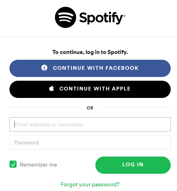 Spotify sign-in