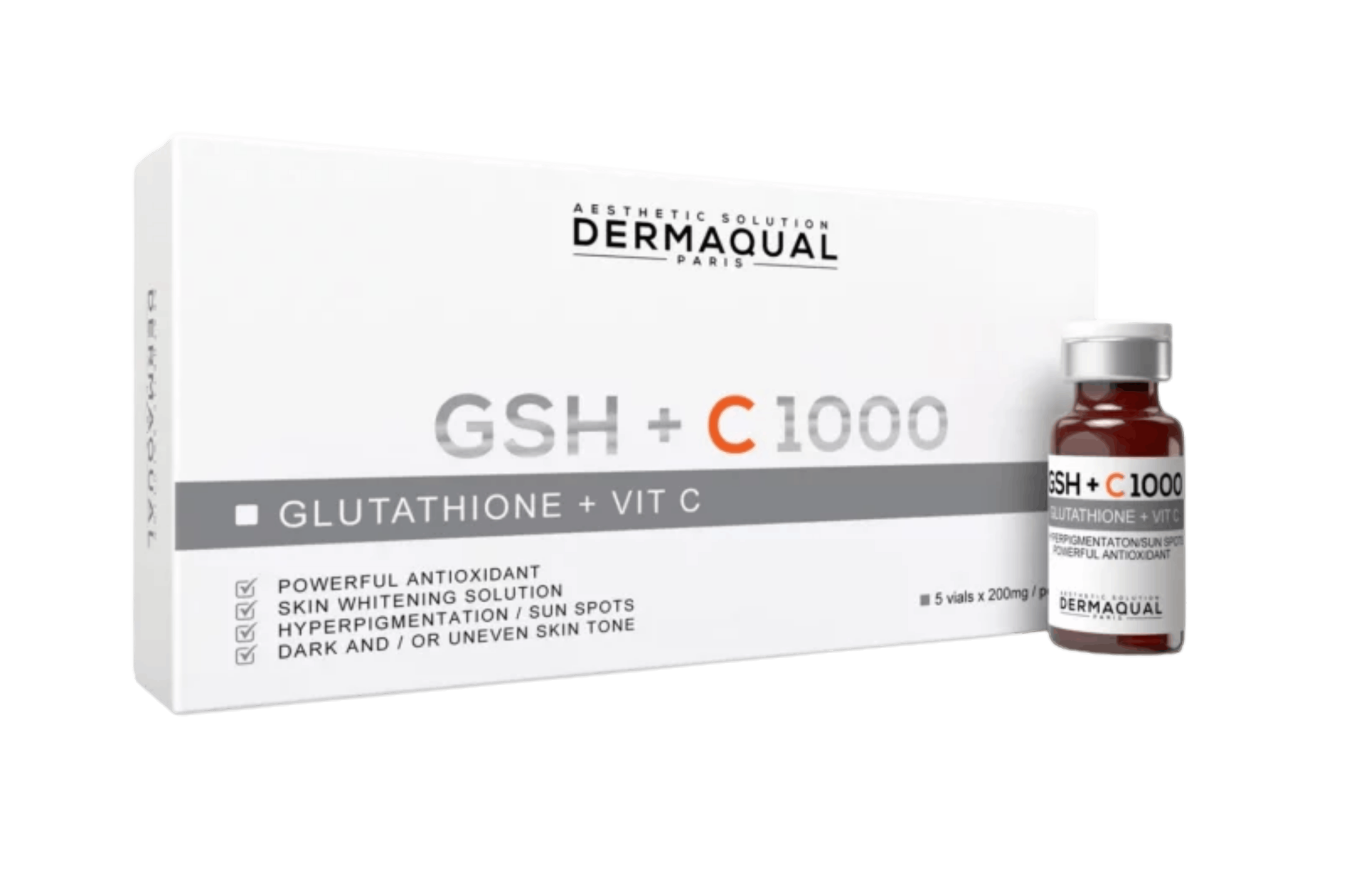 GSH + C 1000 | Glutathione + Vit C Skin Whitening Solution (5 vials x 200mg)