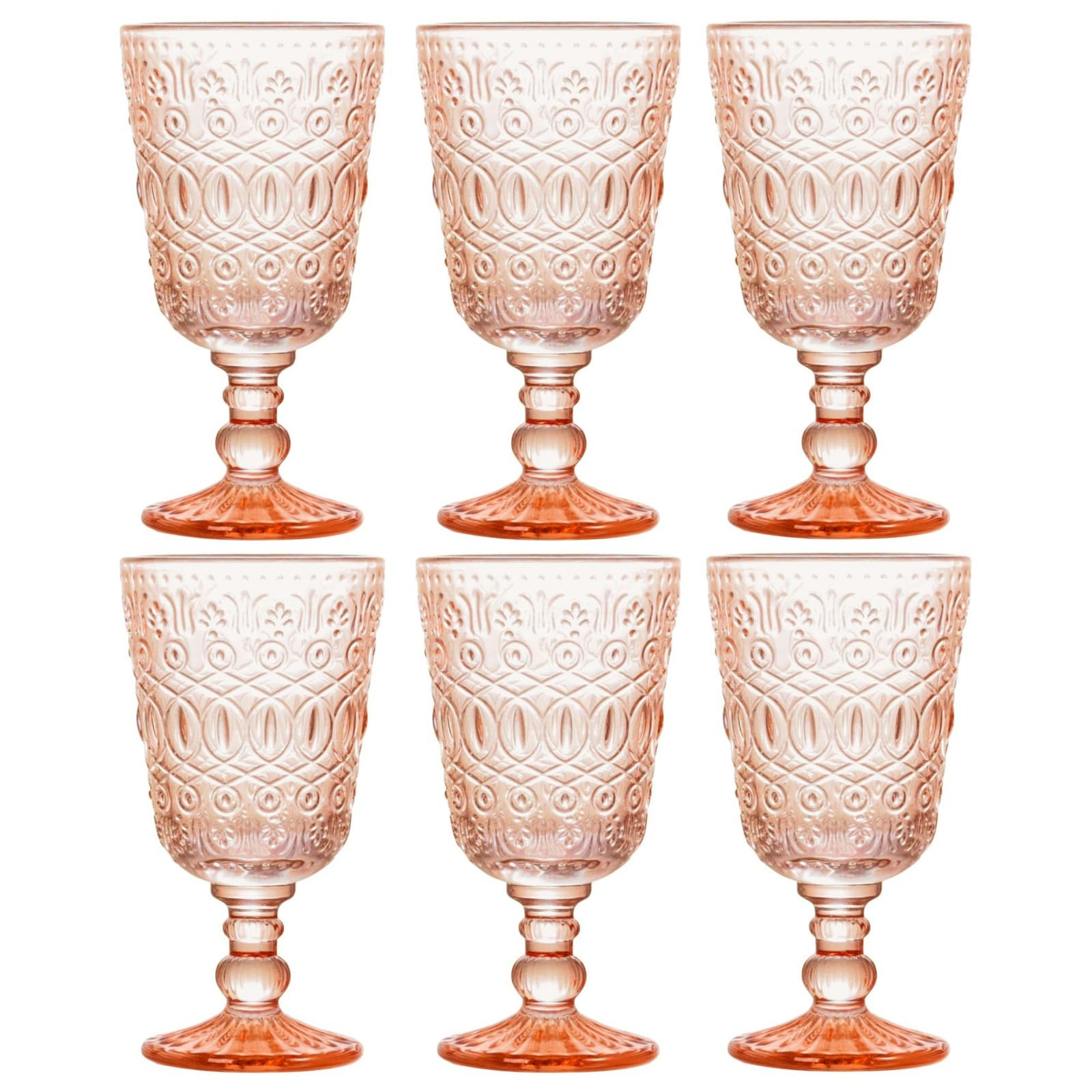 Embossed Glass Goblet - Orange