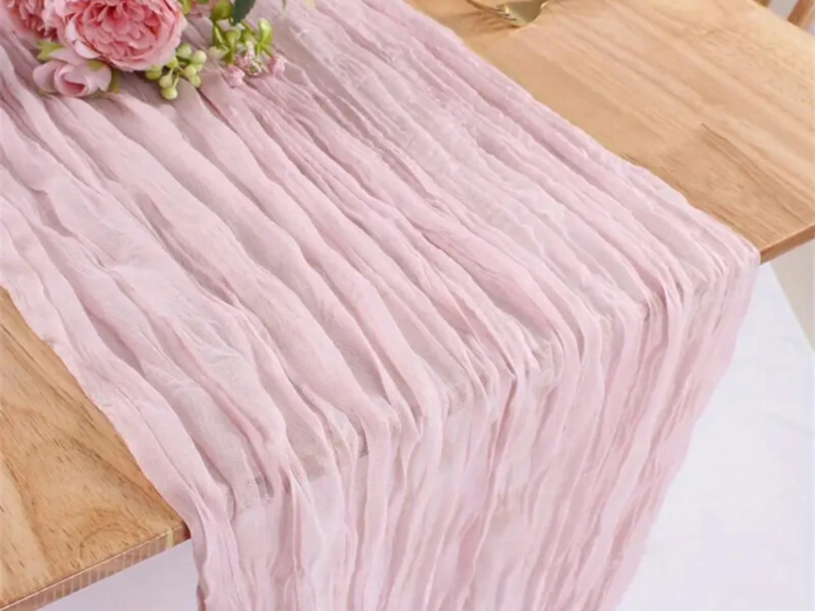 Pink Cheesecloth Table Runner / Table Overlay