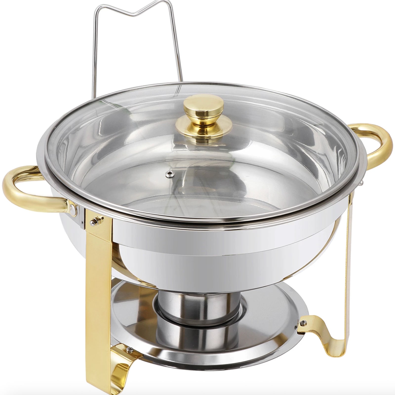 Gold Chafing Dish with Glass Lid — 5-Quart — serveware & displays rental in New York City, New York from Collect Sisu