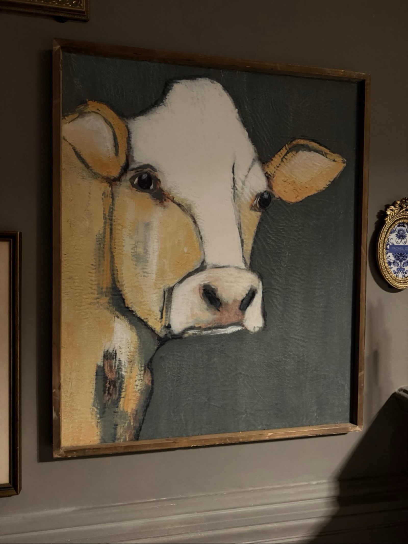 Rustic Framed Cow Painting Wall Art — decor & props rental in New York, NY from Collect Sisu
