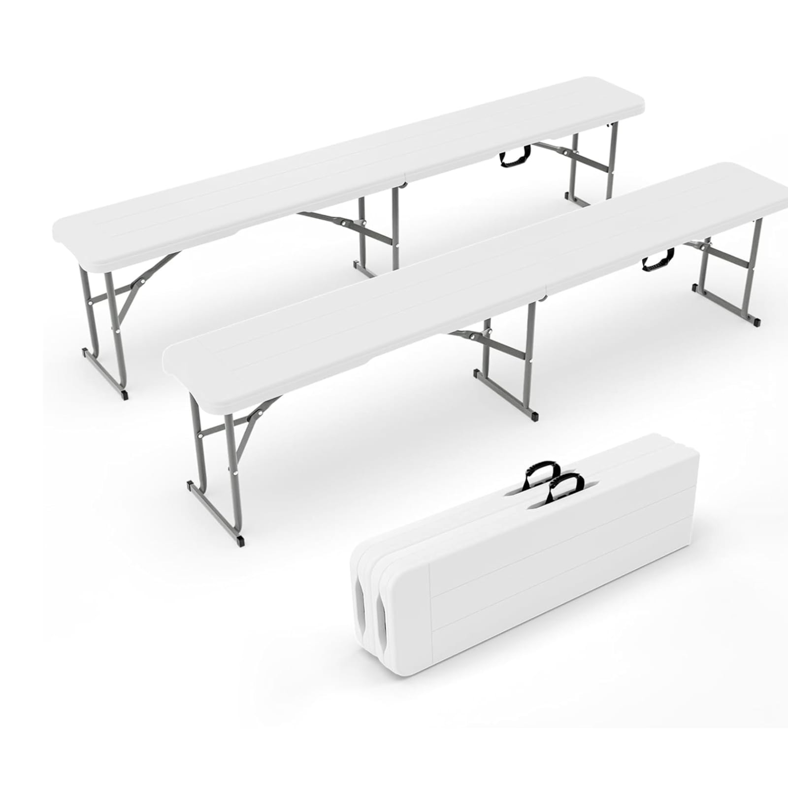 6ft White Plastic Folding Event Bench