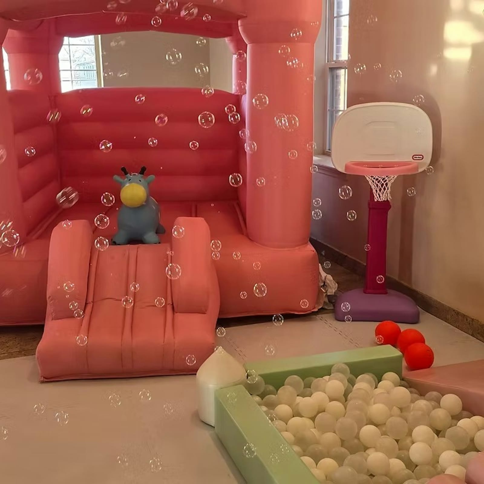 White & Pink Bouncy House Rental