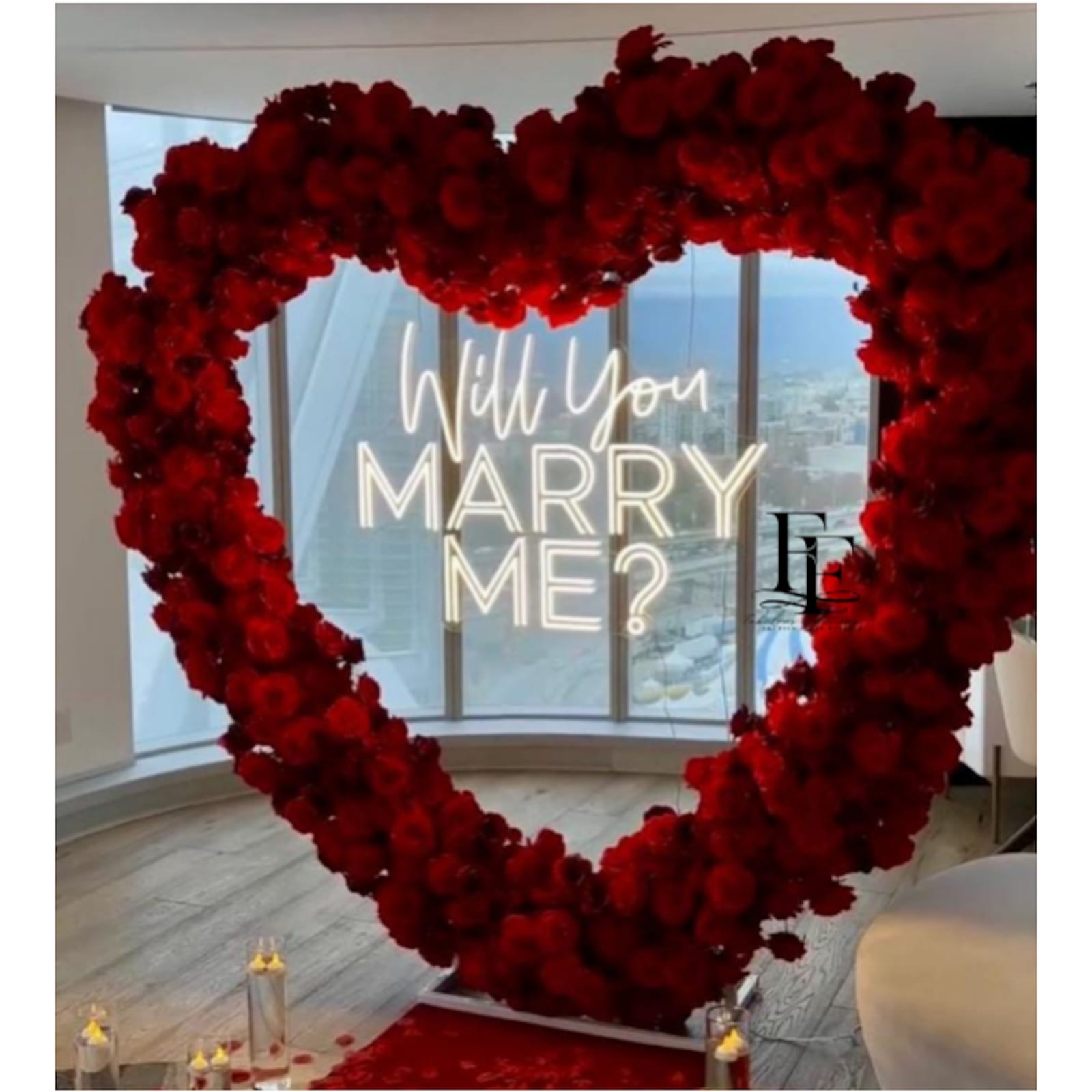 Red Rose Heart Arch Backdrop