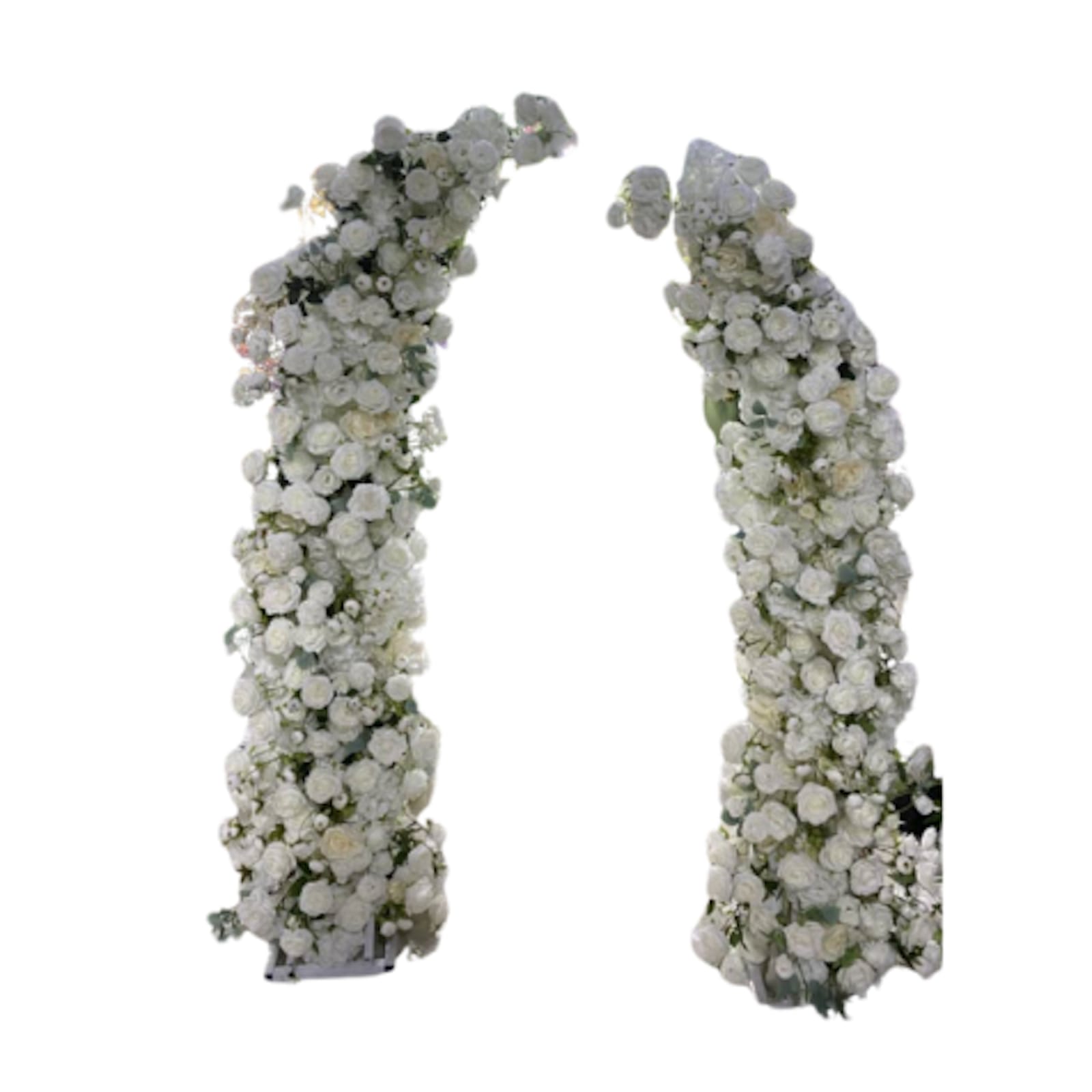 Two 6ft Faux White Rose Floral Arch Pieces
