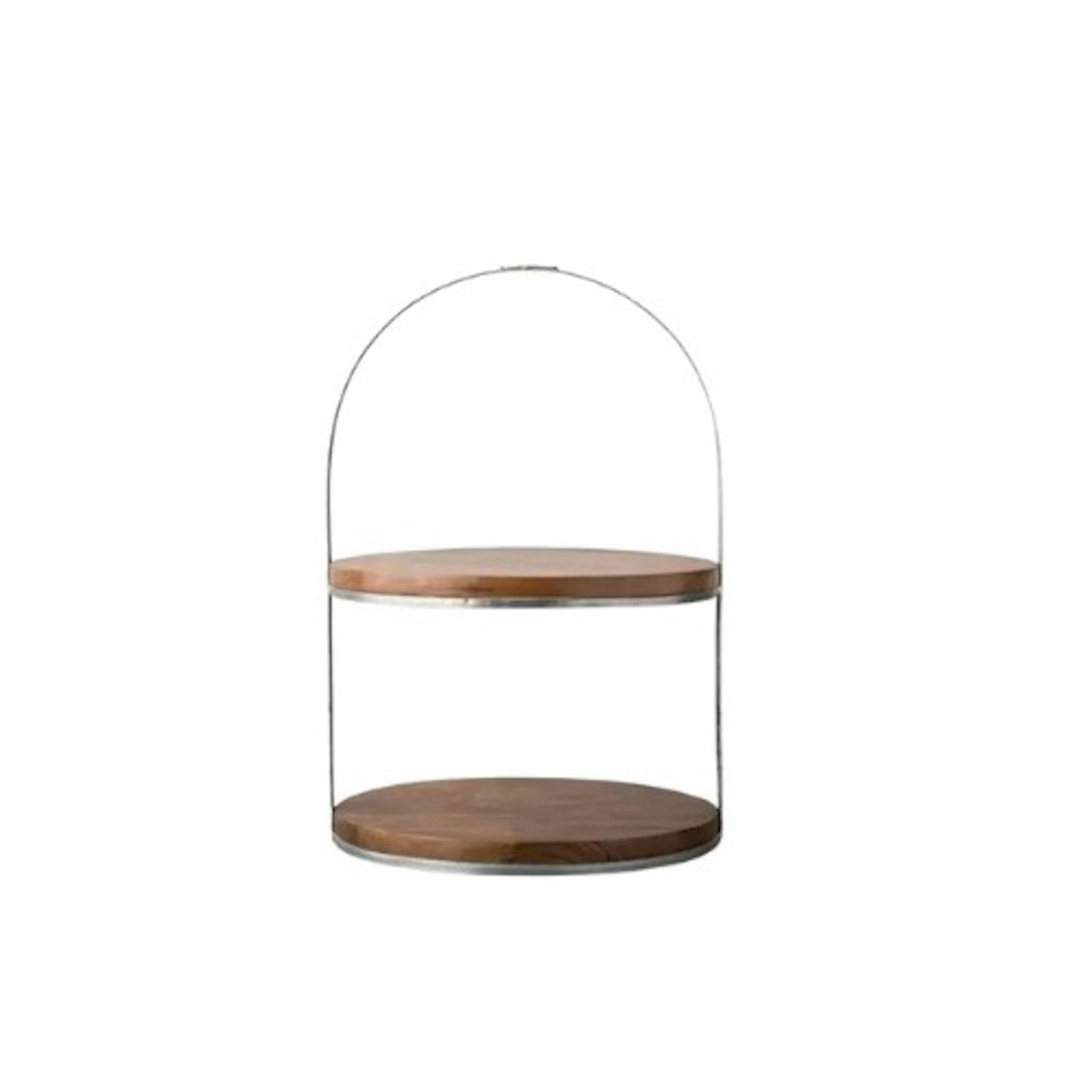Two-Tier Wood & Metal Serving Stand