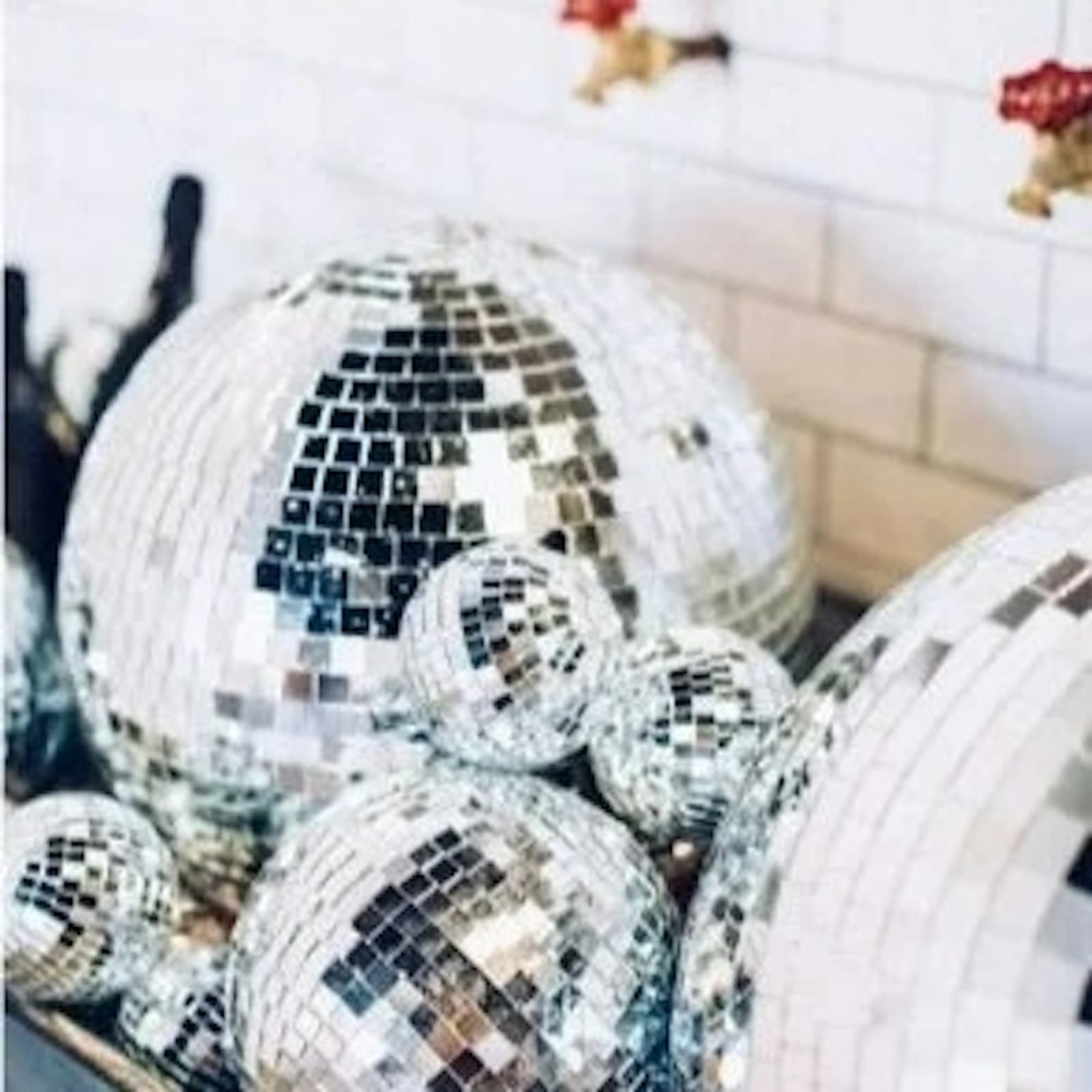 Set of Silver Mirrored Disco Balls