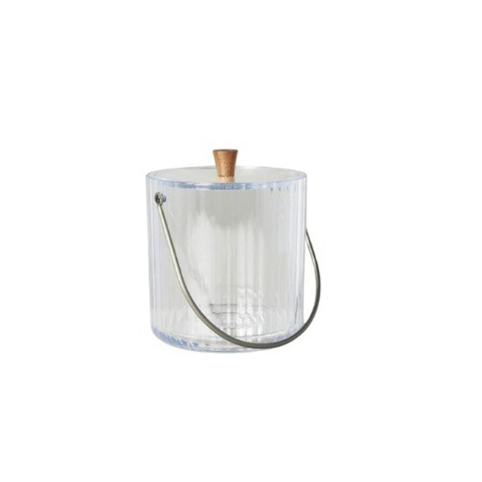 Clear Ribbed Acrylic Ice Bucket with Lid and Handle