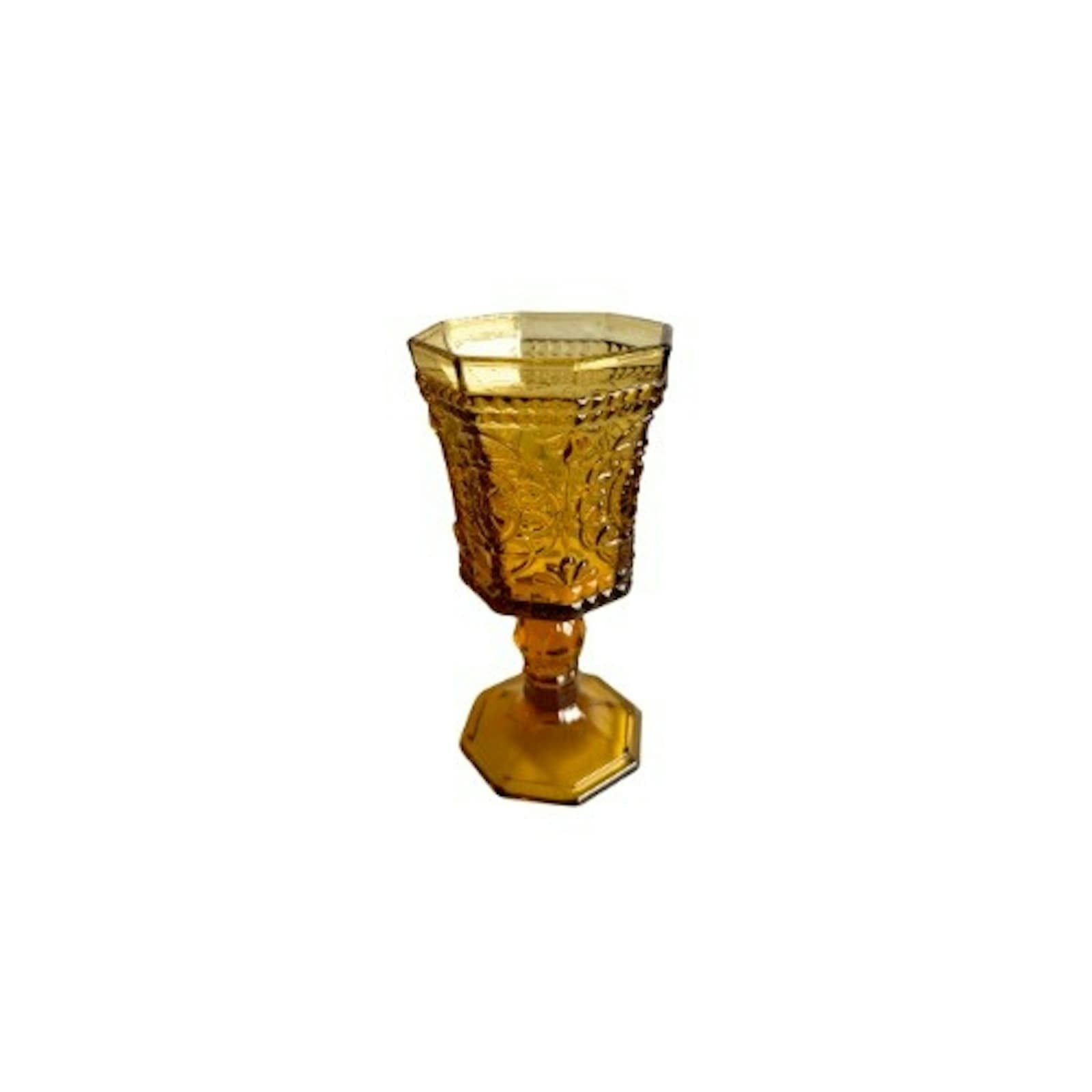 Textured Amber Glass Goblet