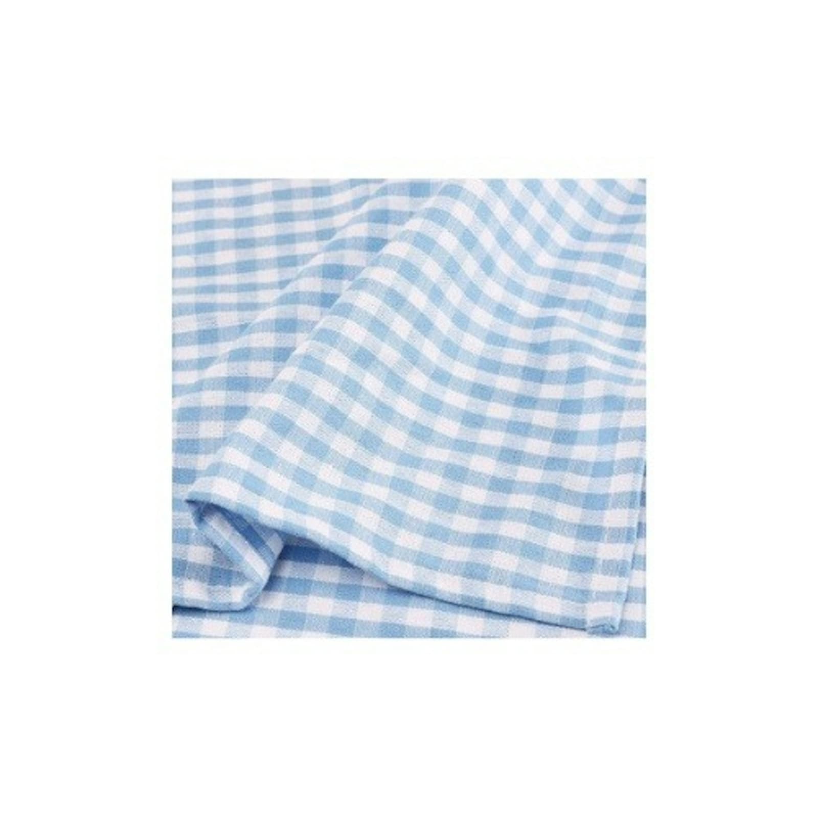 Baby Blue Gingham Tablecloth - Cotton Blend - 60” W x 120” L
