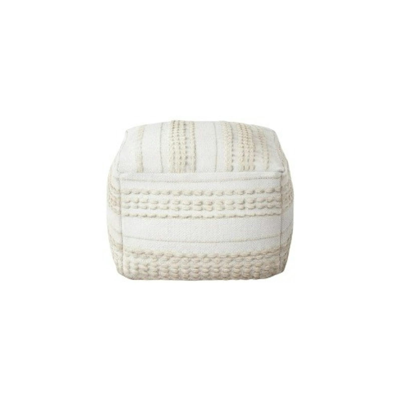 Bohemian Cream Square Pouf Ottoman