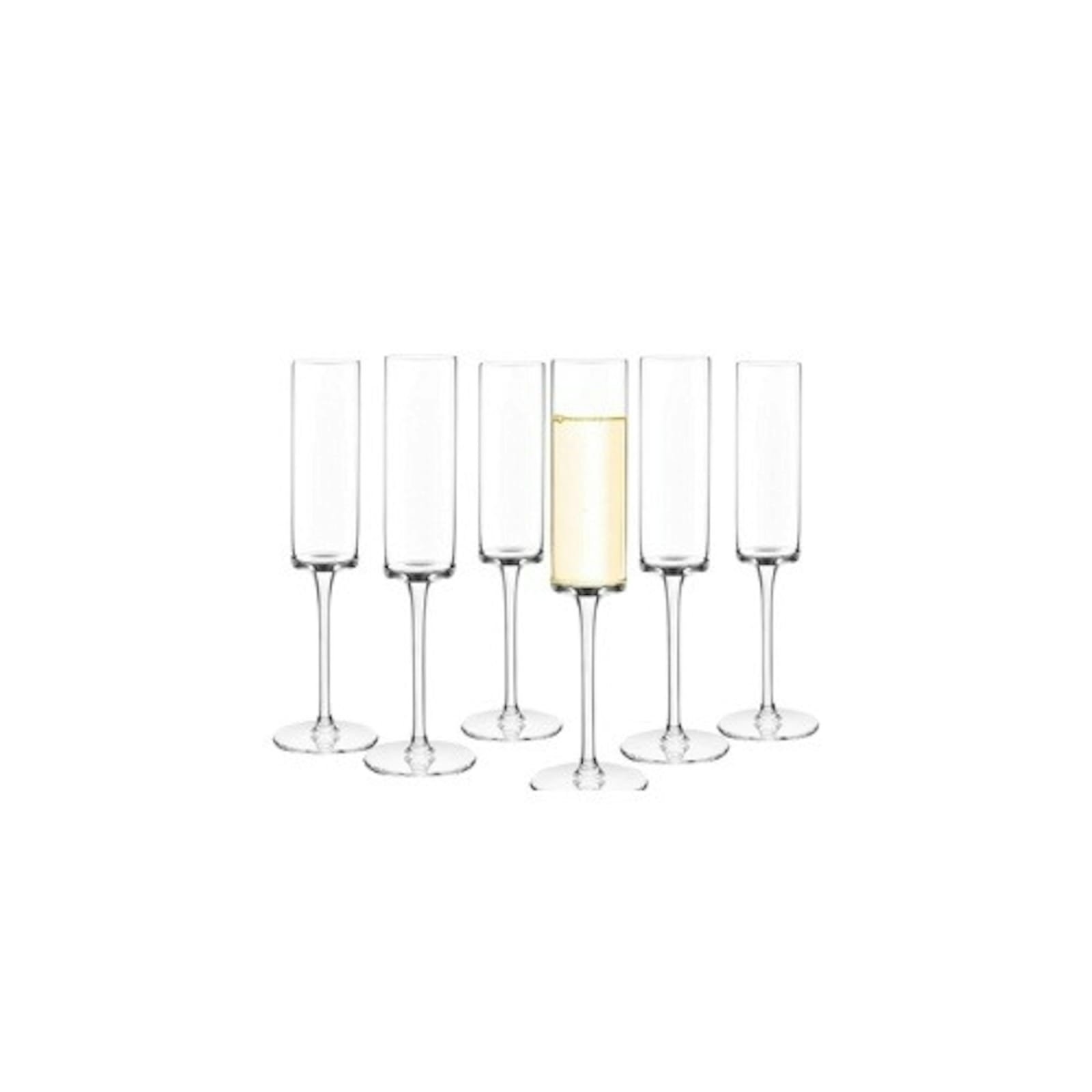 Clear Glass Straight Champagne Flutes (Set of 6)