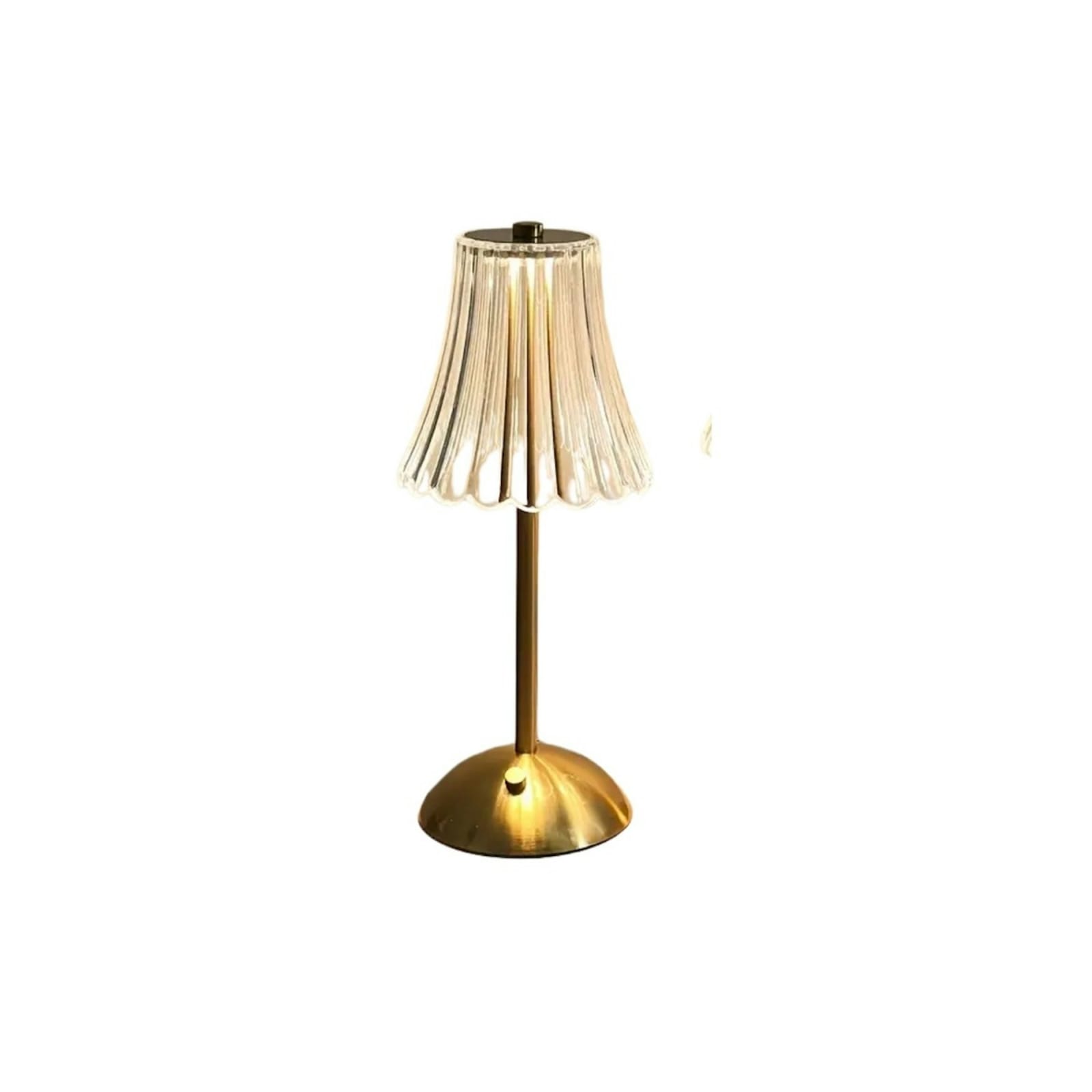 Brass & Ribbed Glass Cordless Table Lamp