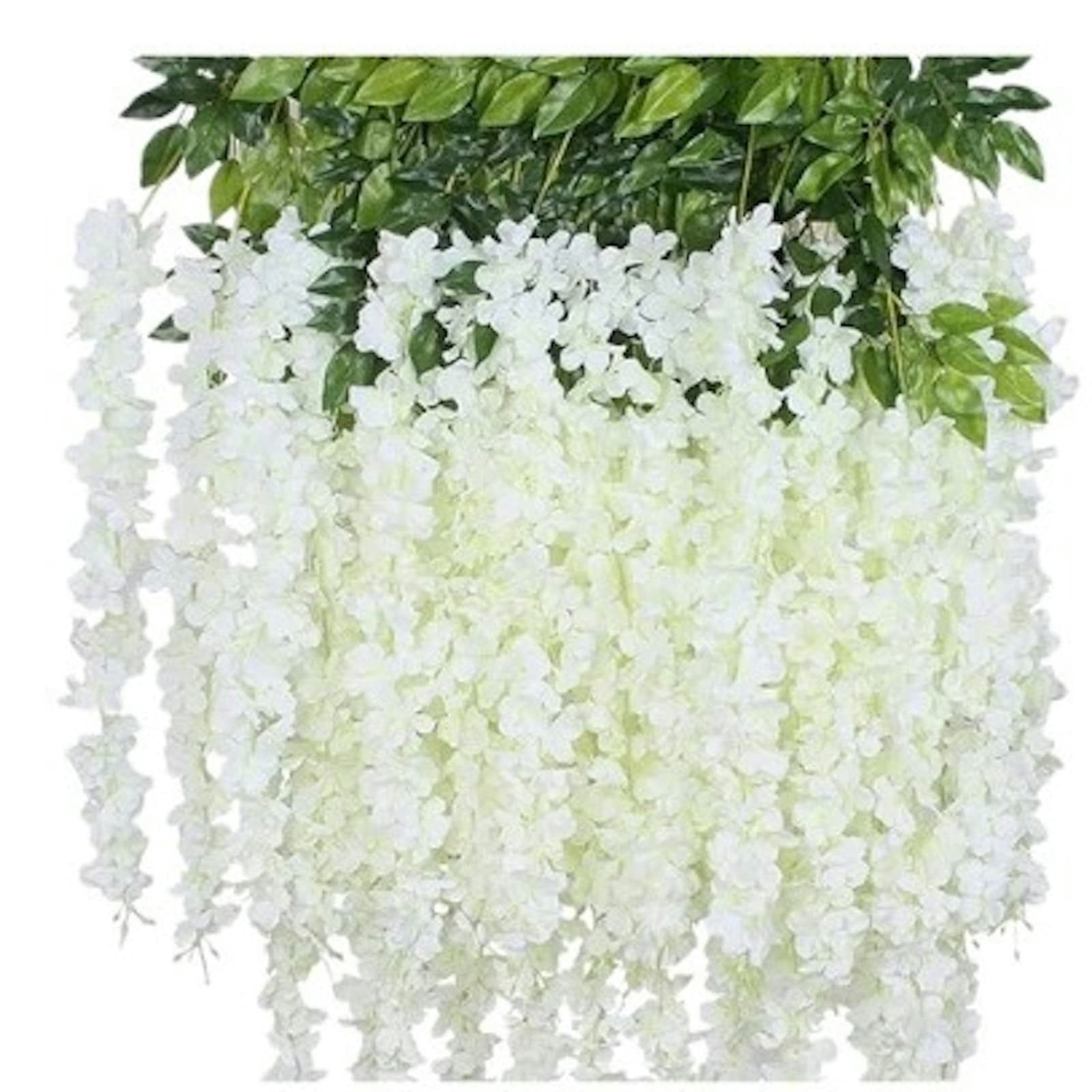White Faux Wisteria Flower Curtain Decor pack of 24