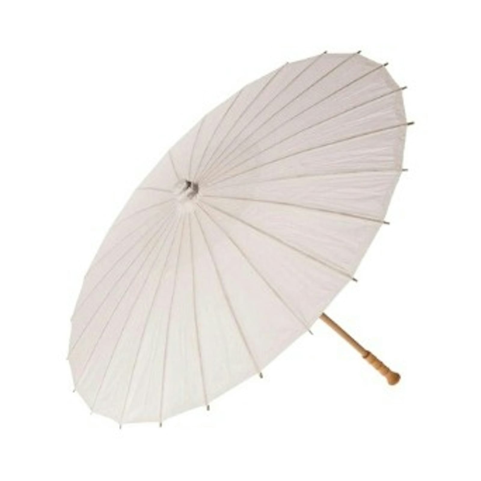 White Paper Parasol with Natural Wood Handle