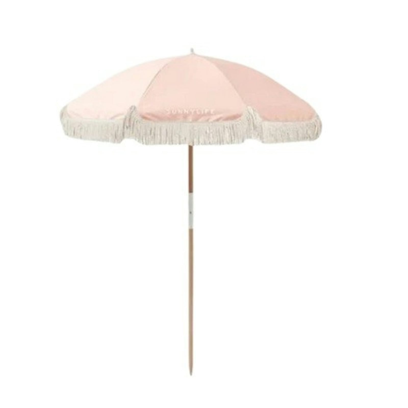Blush Pink Fringe Patio Umbrella