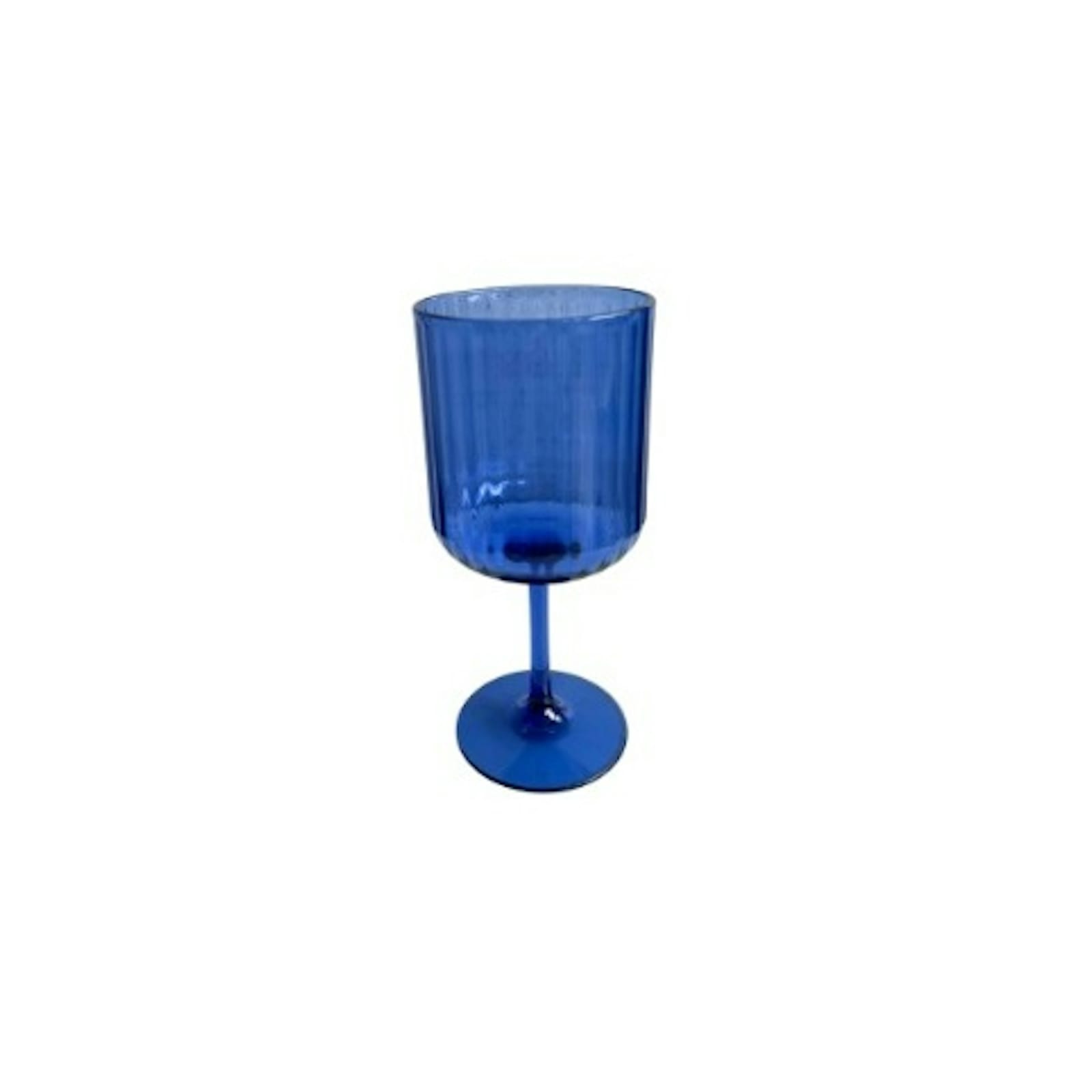 Cobalt Blue Ribbed Glass Wine Goblet