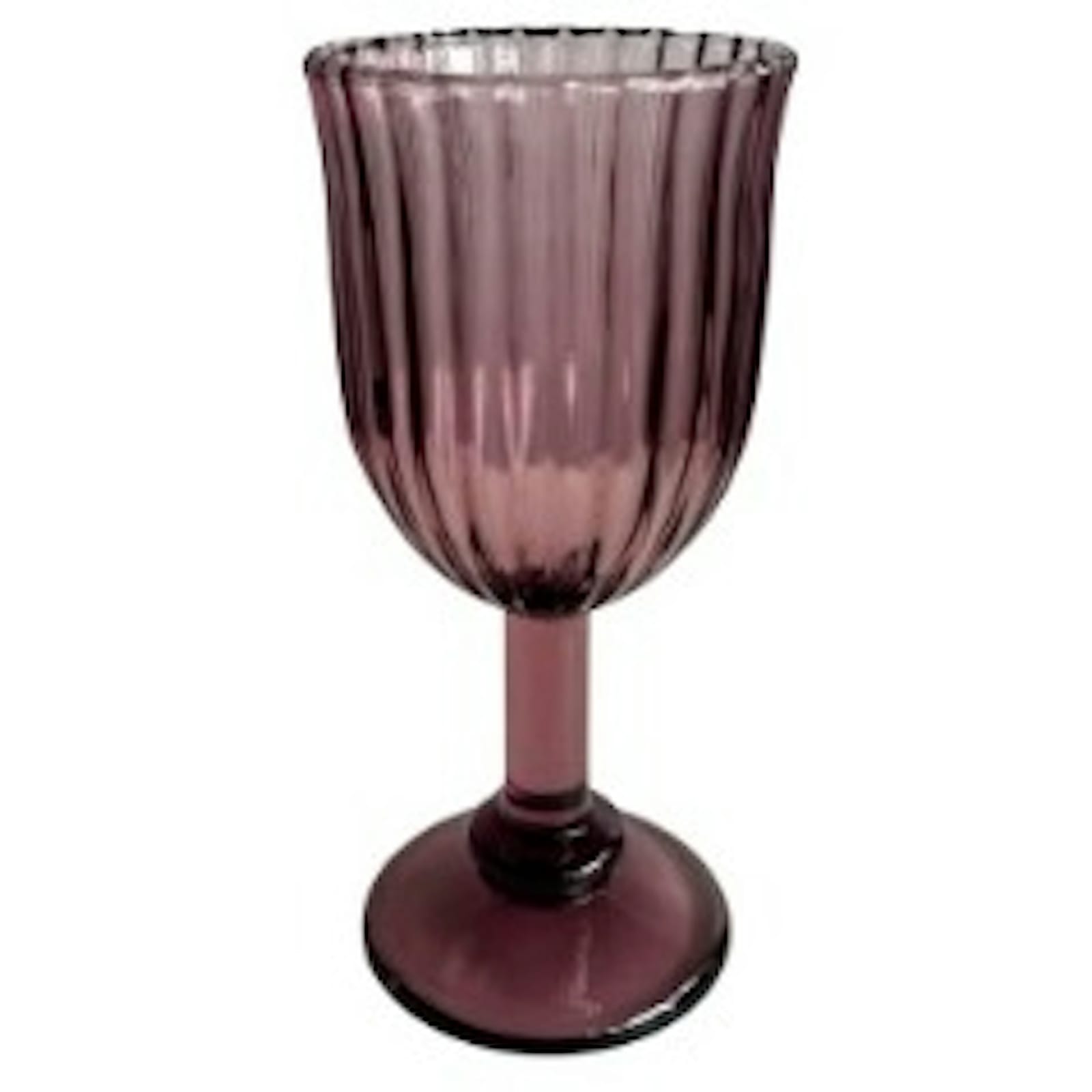 Ribbed Plum Glass Goblet