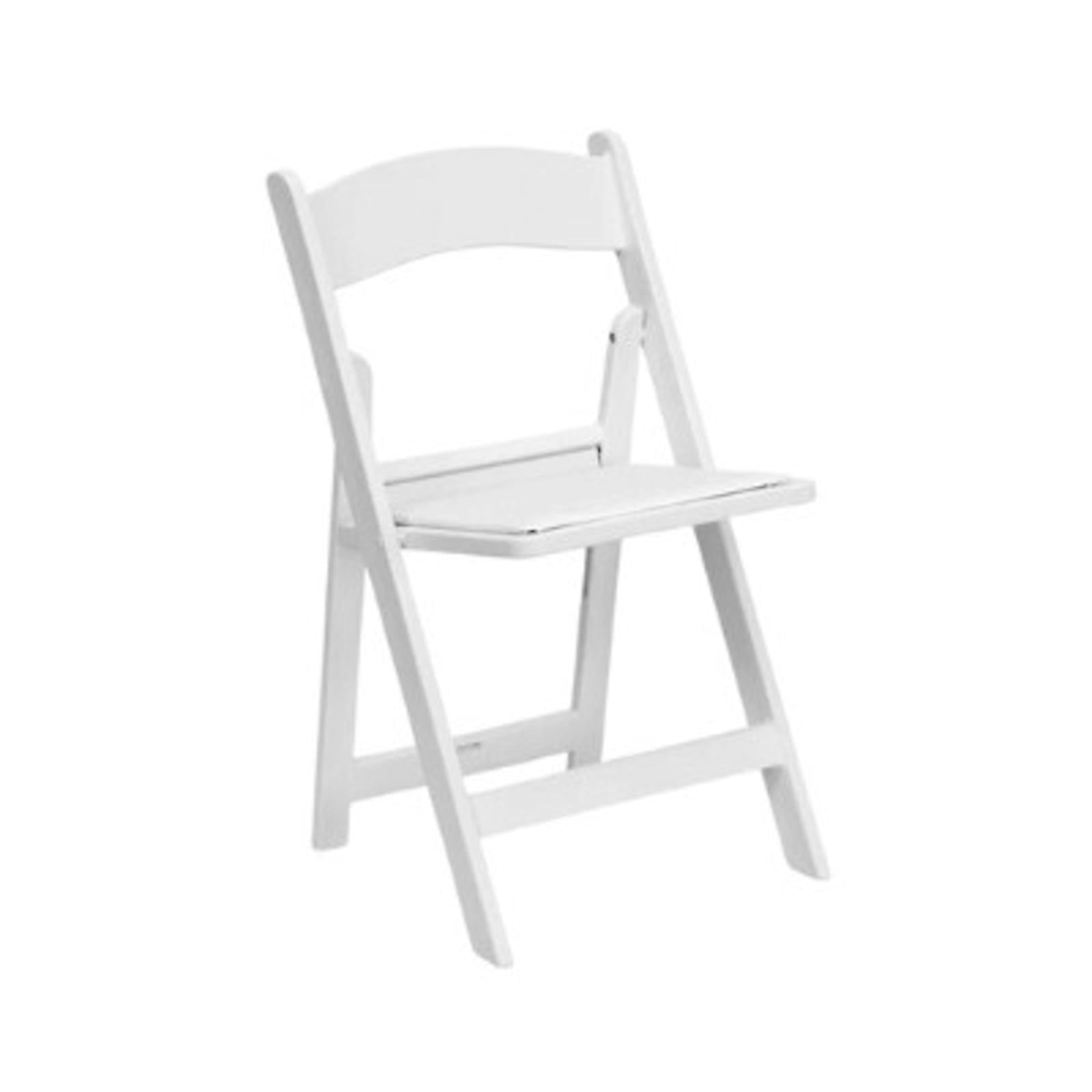 White Wood Folding Chair with Padded Seat — tables, chairs & furniture rental in New York City, New York from Collect Sisu