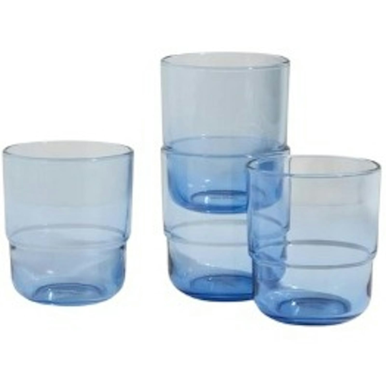 Set of 4 Stackable Blue Glass Tumblers — tableware & drinkware rental in New York City, New York from Collect Sisu