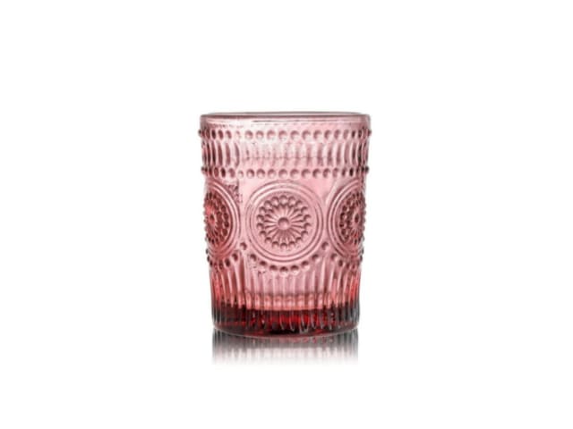 Embossed Glass Tumbler - Pink