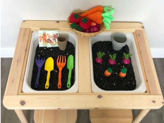 Kids Wooden Sensory Table with 2 Bins